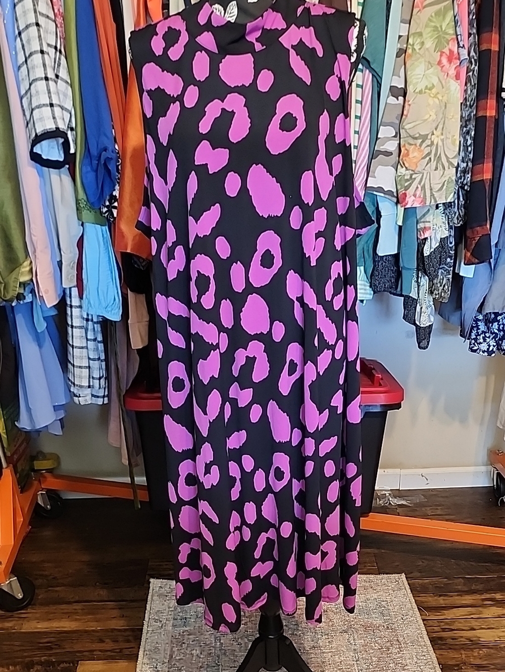 Cato Black Maxi Skirt with Bold Purple Animal Print